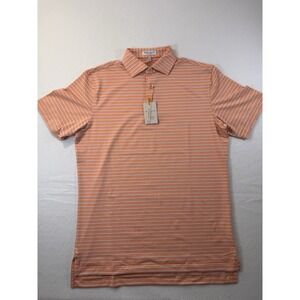 Peter Millar Summer Comfort Polo Mens Small Orange Striped UPF Golf Outdoor NWT